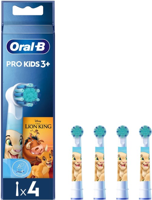 Toothbrushes for children, shown in a box with characters from Lion King and smiling kids illustration.