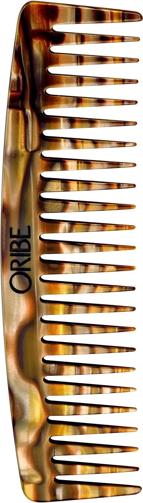 Ein großer Haarbürste mit braunen und beigen Farben, mit dem Markennamen ORIBE.
