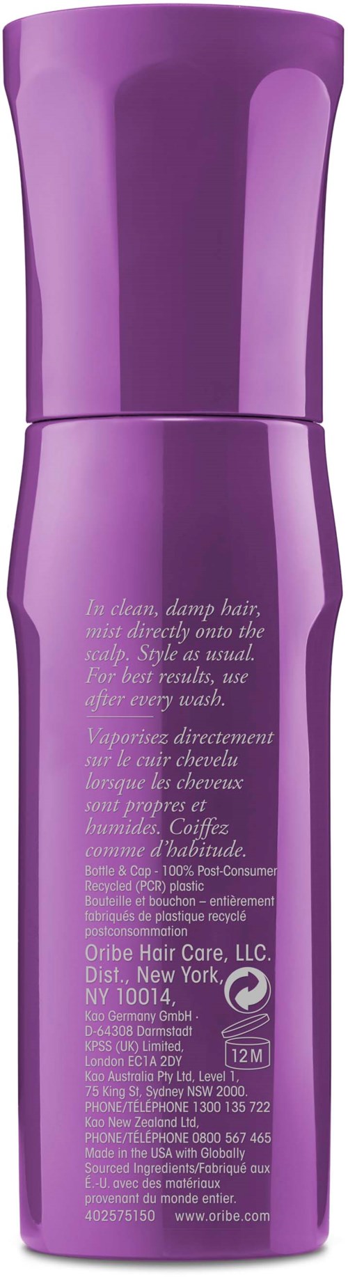 Lila Shampoo-Flasche mit Text, wahrscheinlich für Haarwäsche oder Pflege.