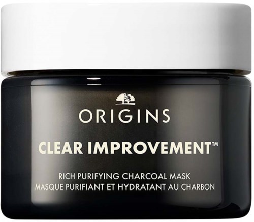 Ein Glas mit 'Origins Clear Improvement' für schwarze Aktivkohle-Maske zur Hautreinigung.