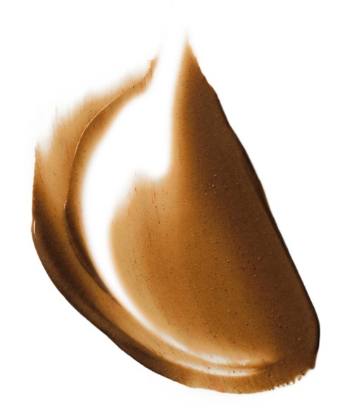 A curved, brown and white shape resembling a seed or a teardrop. It has a smooth surface with light and dark areas.