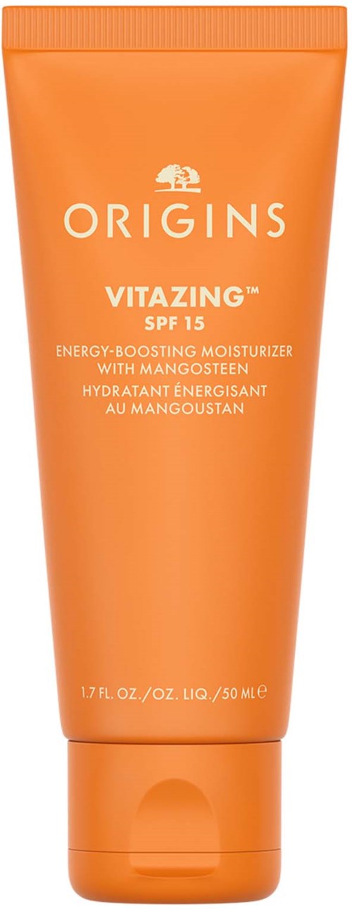 Oranger Tube von Origins Vitazing SPF 15 Feuchtigkeitscreme für Energie und Sonnenschutz.
