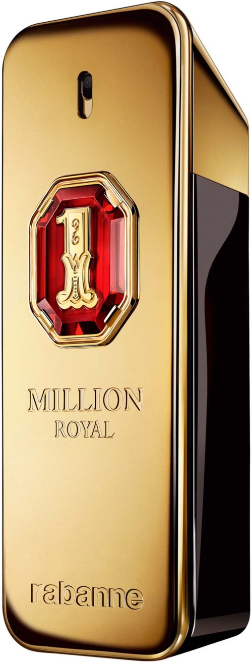 Goldene Parfümflasche mit '1 MILLION ROYAL' und 'labraine'.