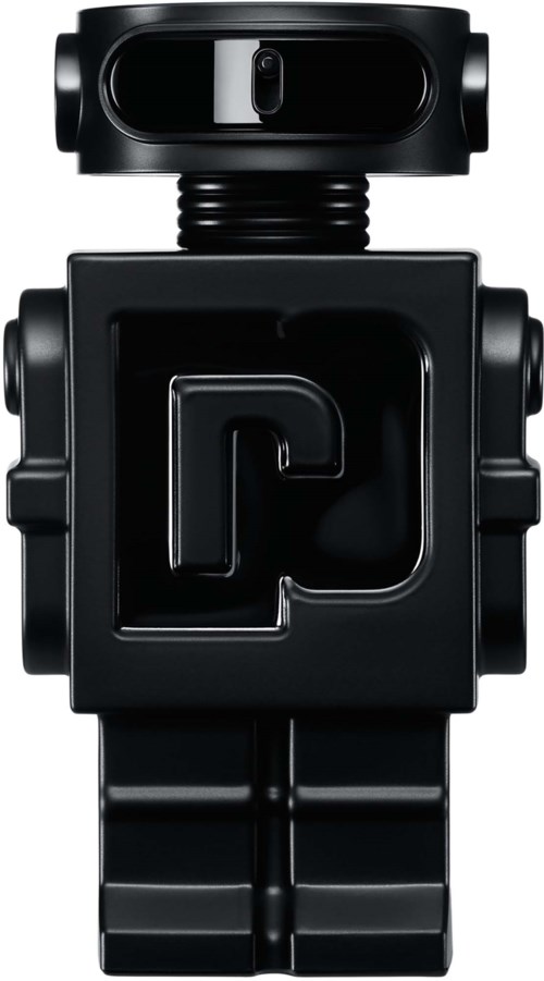 Eine schwarze Roboterspielzeug mit quadratischem Körper, rundem Kopf und Beinen.