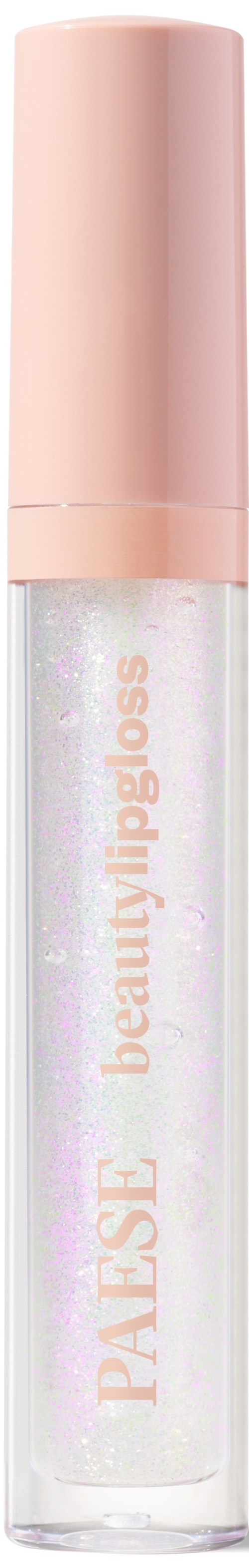 Ett klart rör med rosa lock och iriserande text som säger 'FAIRSE' och 'Beautifully Poss'.