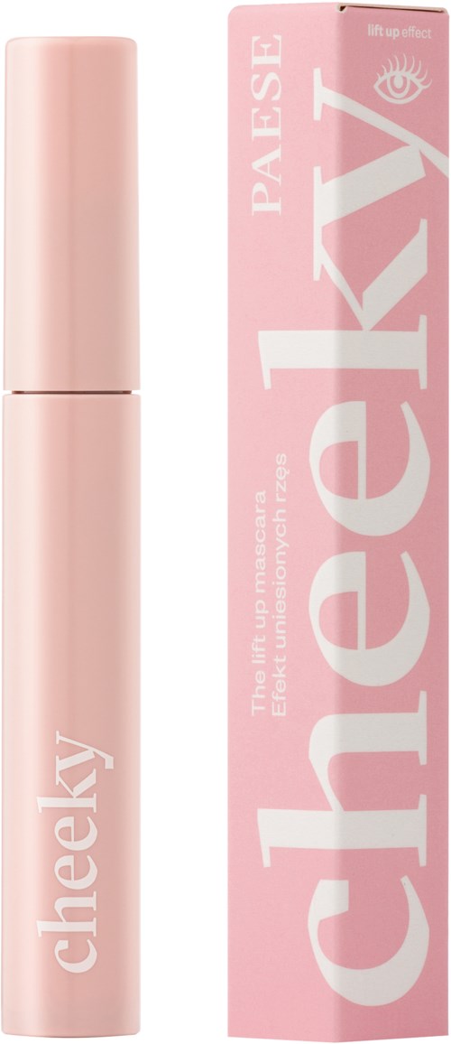 A pink lipstick tube next to a pink box with white text that says "cheeky" and "the lip plumper".