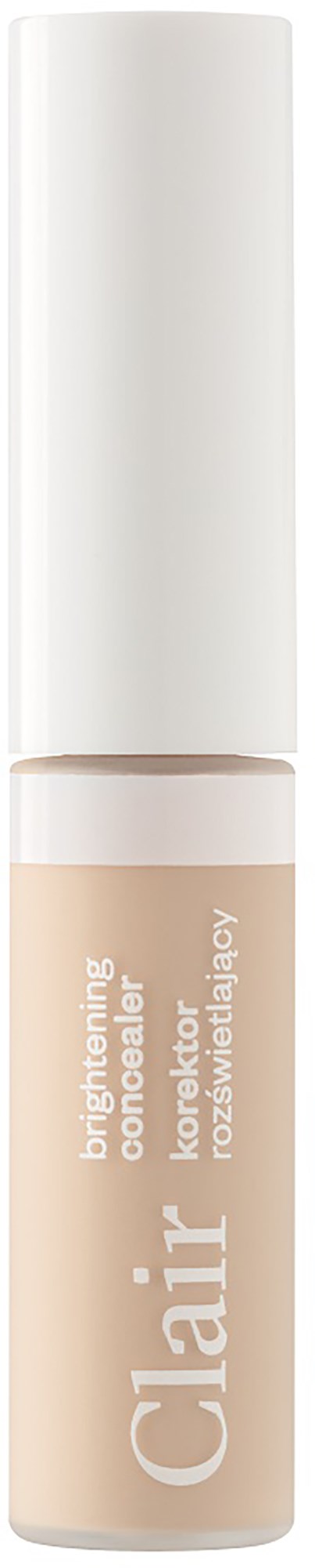 En liten beige tub med vit kork, märkt 'Clair Brightening Concealer' för hudtäckning.