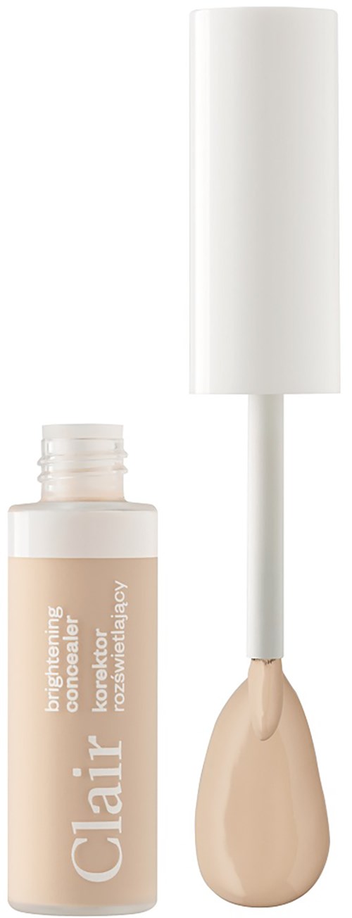 Läppstift med beige läppstift och vit appliceringsborste.