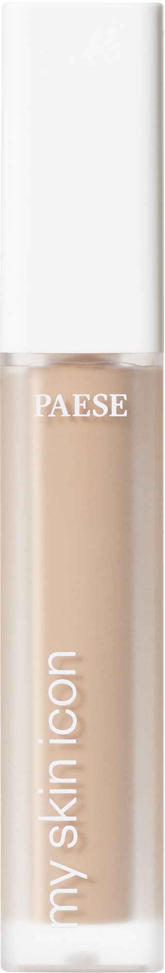A lip gloss or liquid cosmetic in a tall, clear tube with white cap, labeled 'My Skin Icon' and 'PAESE'.