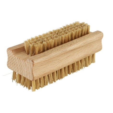 Eine Holzborste mit festen Borsten, zum Reinigen oder Scheuern.