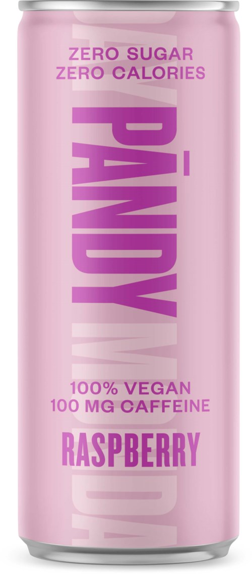 Rosa Dose mit Text: Kein Zucker, keine Kalorien, vegan, Koffein, Himbeergeschmack.