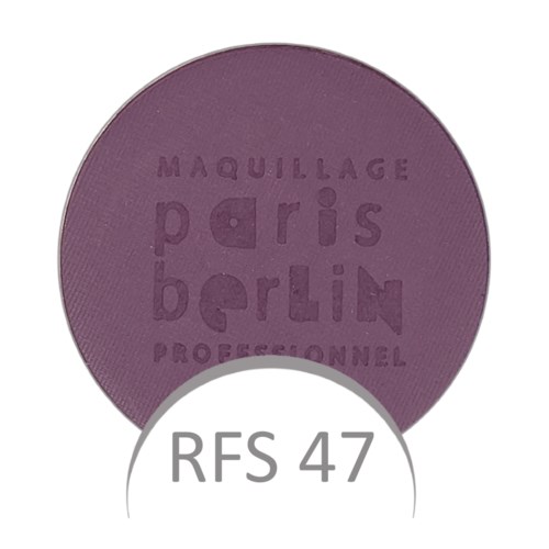 Paars ronde make-up compact met tekst: 'Maquillage Paris Berlin Professionnel' en code 'RFS 47' onderaan.