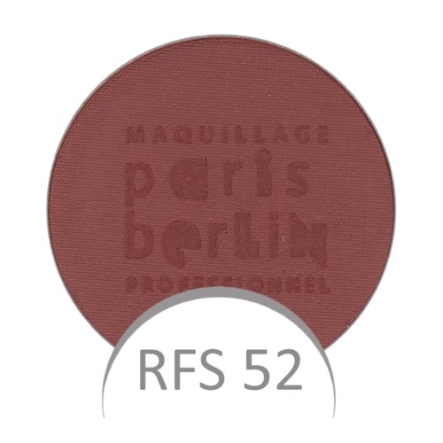 Een ronde rode make-up blush met embossed tekst boven en 'RFS 52' label onder.