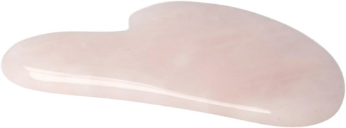 Ein rosa Steinstraummassagegerät, geformt wie ein Löffel mit runder Endung und kleinem Griff.