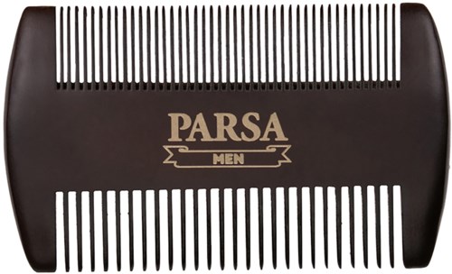 A men's grooming product in black packaging with white vertical lines and the brand name PARSA MEN.