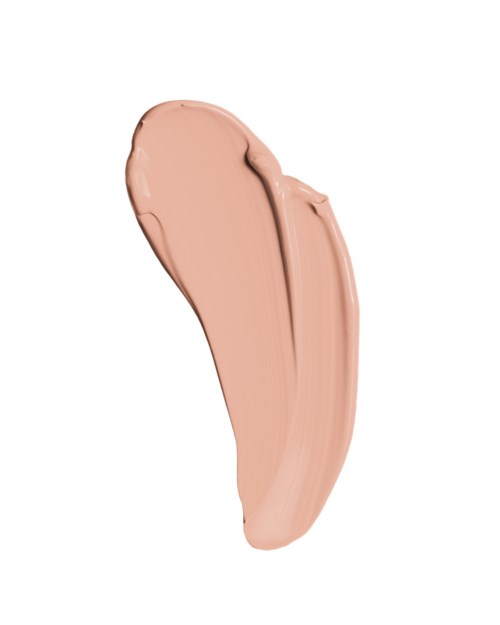 Ein Streifen beiger Make-up oder Lotion auf weißem Hintergrund.