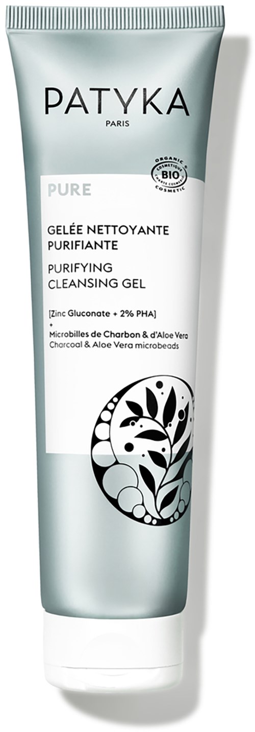 Eine Tube Patyka Reinigungs-Gel mit Aloe Vera und Aktivkohle, für die Gesichtsreinigung.