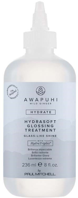 Pullo AWAPUHI Hydrasoft-kreemauksessa villi inkivääri, 236 ml, kiiltävälle hiuksille.