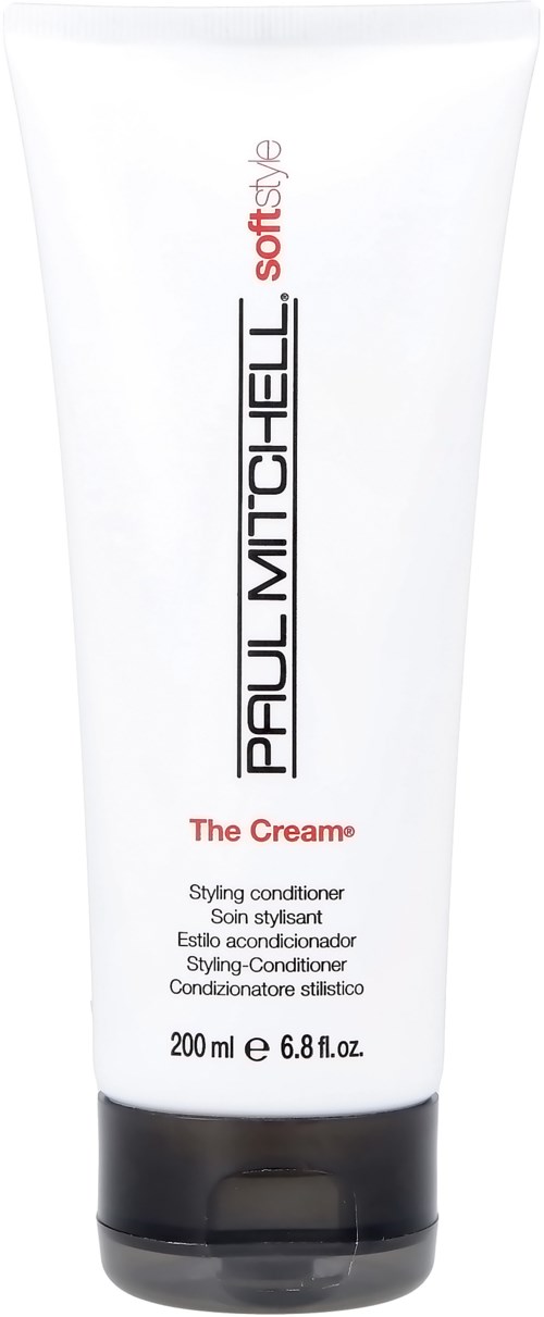 Biała tubka Paul Mitchell Soft Style conditioner do stylizacji, 200 ml, z czarną nakrętką i czerwonym tekstem.