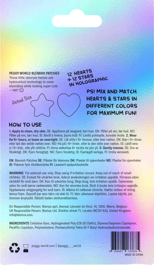 Peggy World Blemish Patches Stars and Hearts Holographic