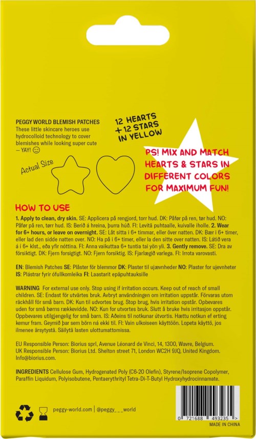 Peggy World Blemish Patches Stars and Hearts Yellow