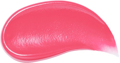 Ein rosa Gel oder Kosmetikprodukt mit glatter, glänzender Oberfläche, gebogener Form und leichter Farbüberblendung.