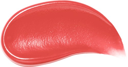 Een rode, glanzende, gebogen lepotlippenbalsem of lippenstift.