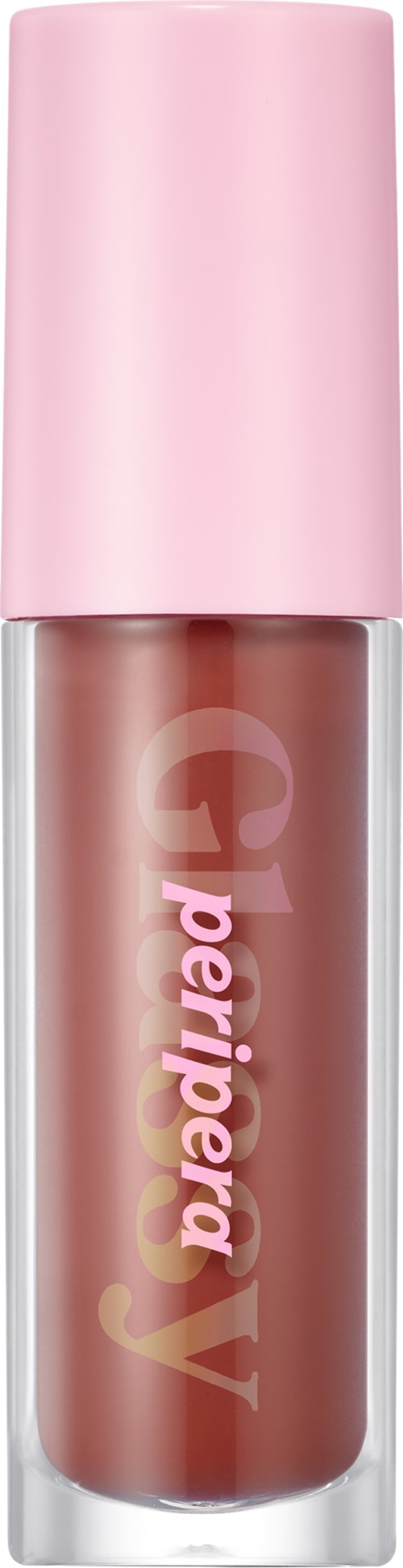 Pink cap, bottle with beige liquid, brand name "Peripera" on the bottle.