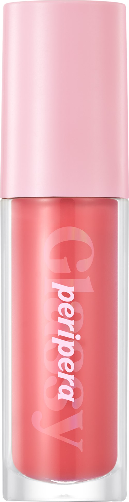 Pink lip gloss tube with a light pink cap and the Perversion V logo on the front.