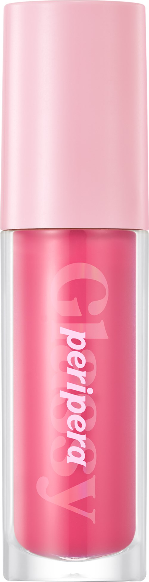 A pink lip gloss with a cap and the brand name Peripera Y written on the tube.