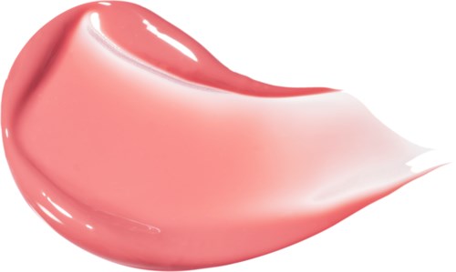 Eine rosa, glänzende, glatte Klumpen Creme oder Lippenstift mit einer gebogenen Form.