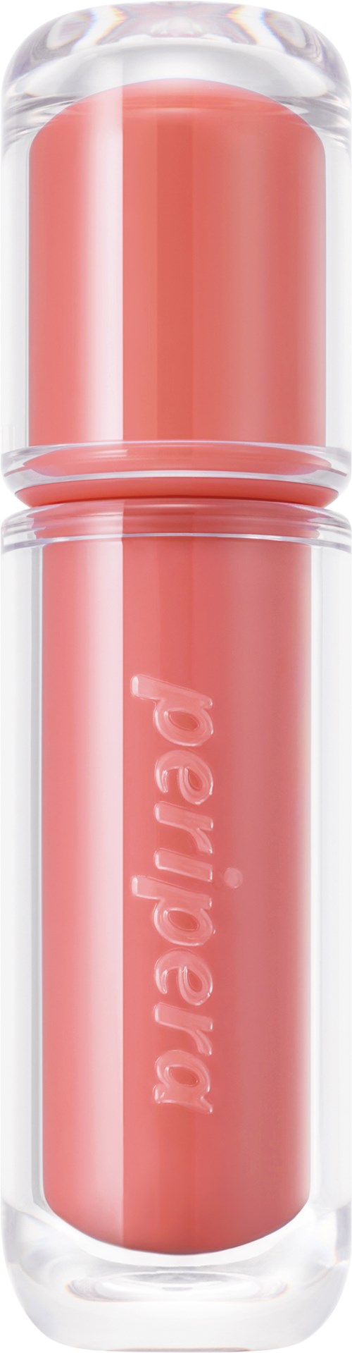 Een roze lipgloss in een doorzichtige container met een zilveren deksel. Het merk 'baked.bead' staat op de tube.