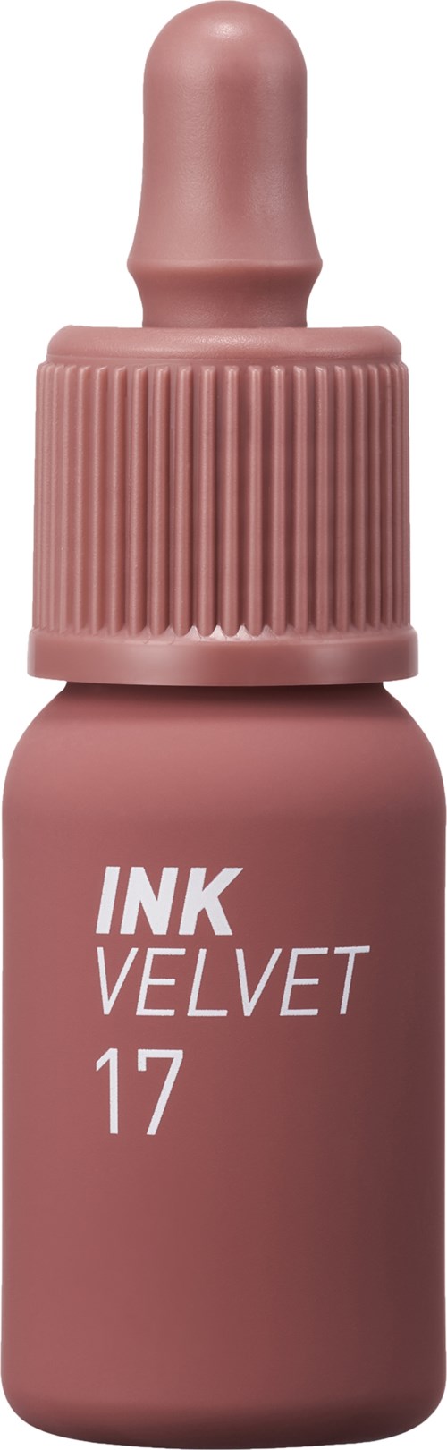 Pink ink bottle with dropper cap labeled 'INK VELVET 17'.