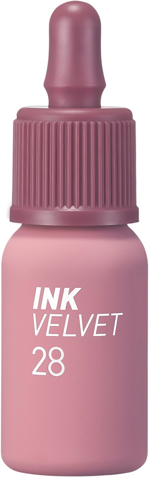 Pink bottle with a dropper cap, labeled 'INK VELVET 28'.