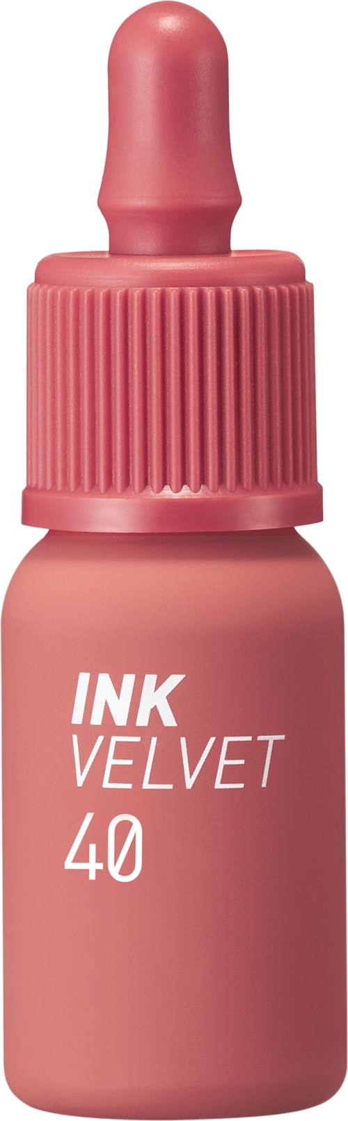 Klein flesje roze inkt met druppelcap gemarkeerd 'INK VELVET 40' voor kleuren.