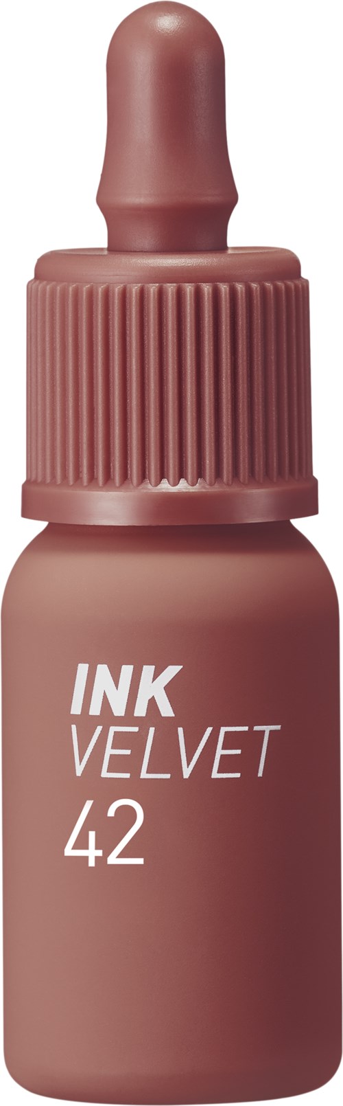 A small bottle of ink with a dropper cap, labeled "INK VELVET 42" in white text.