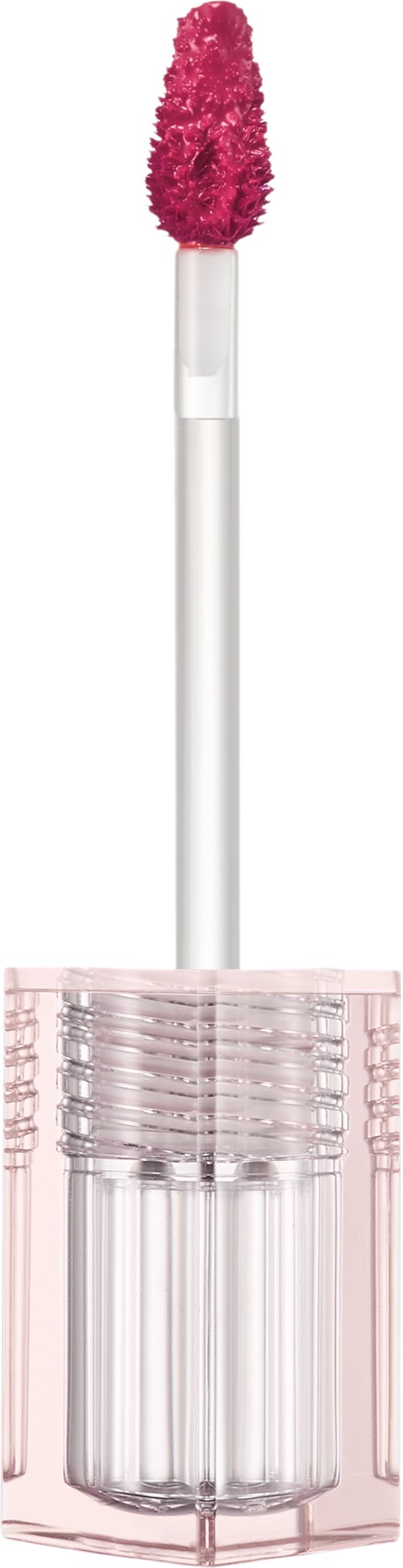 Lipglossapplicator met roze gloss in en een spatel aan het uiteinde.