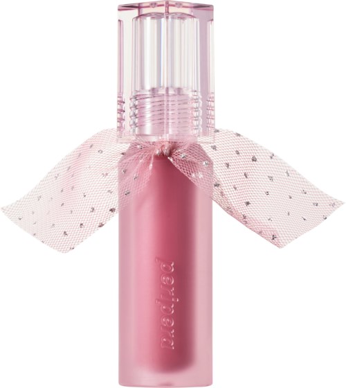 Rosa Parfümflasche mit Schleife und durchsichtigem Deckel, sieht elegant und süß aus.