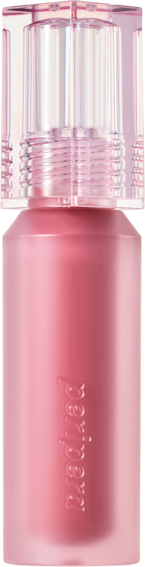 Ein pinker Lippenstift mit transparentem Deckel und schlanker zylindrischer Form.