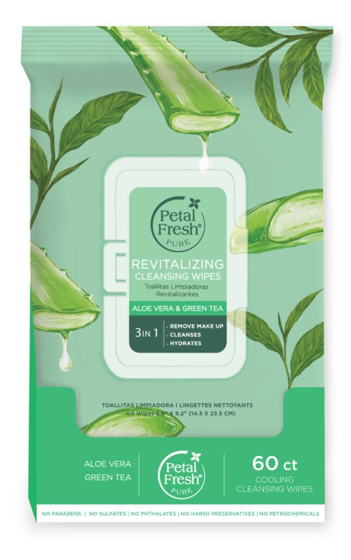 60 kpl viileitä teetä ja aloe vera -puhdistuspyyhkeitä virkistävään ja meikinpoistoon.