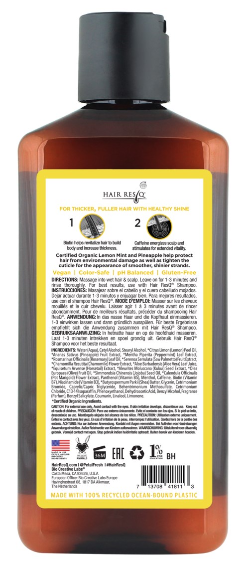 A brown bottle with a yellow label and a black cap. The label has instructions and some texts. There is a barcode at the bottom.