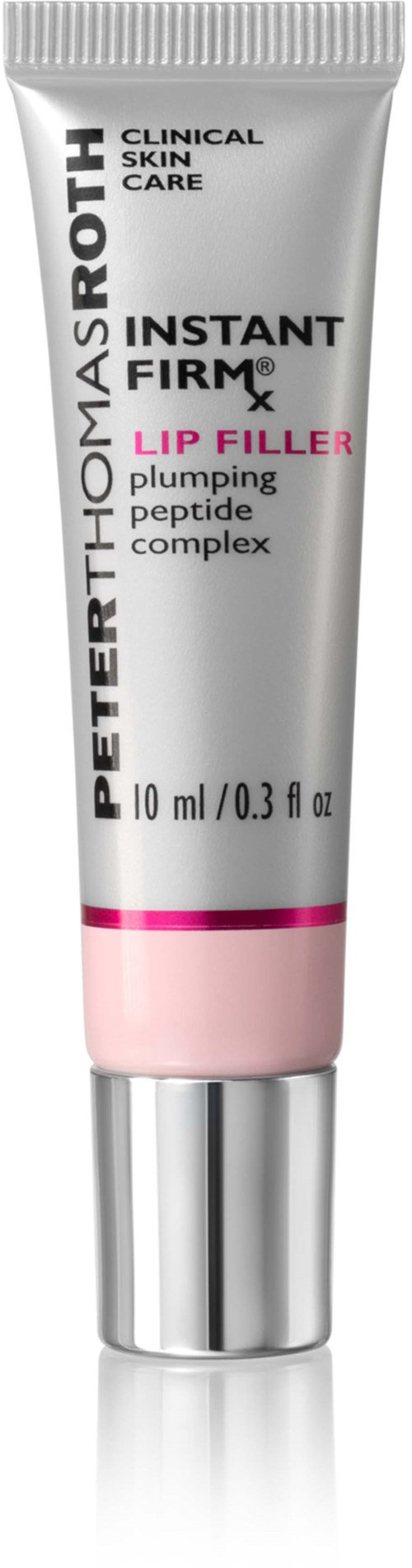 A tube of skincare cream labeled 'Instant Firm' for lips with peptide complex by Peter Thomas Roth.