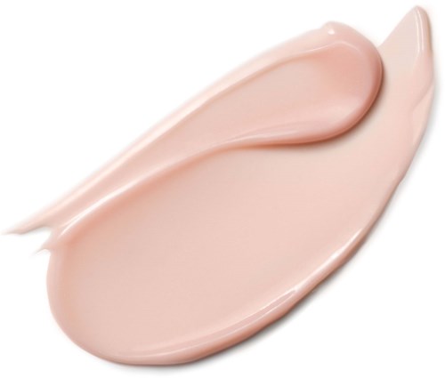 A light pink cream spread smoothly, likely a cosmetic or skincare product on a white background.