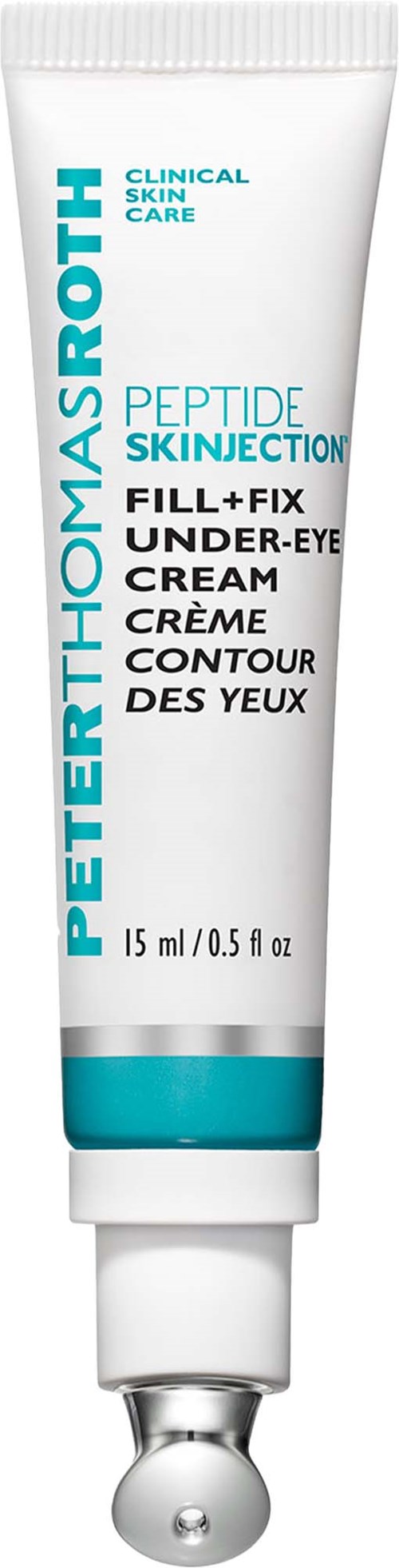Silmänympärysvoide valkoisessa tuubissa, jossa on sinisiä yksityiskohtia, merkki Petter Thomas Roth Peptide Skinjection.