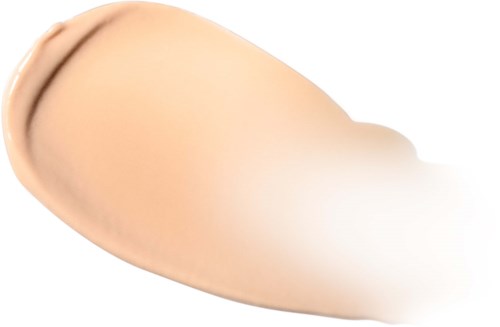 Beige nestemäinen meikkivoide, jota sekoitetaan kasvoihin siveltimellä.