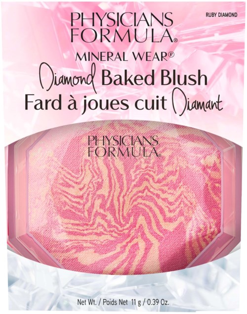 Physicians Formula Mineral Wear Diamond Baked Blush i rosa förpackning med marmorerat mönster, 11g netto.