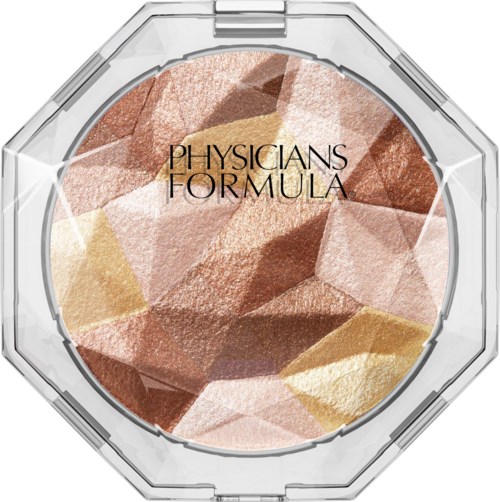 Makeup-nyansprov med rosa, beige och guldfärger samt Physicians Formula-logotypen.