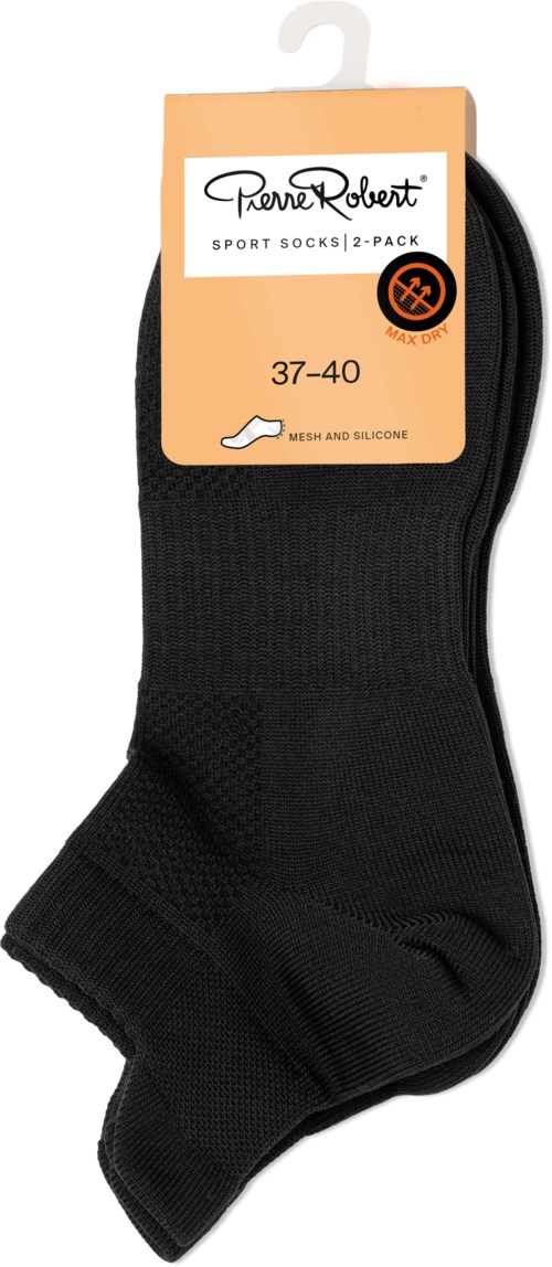 Svarta sportstrumpor i ett paket i storlek 37-40. De är mesh och silikon för grepp.