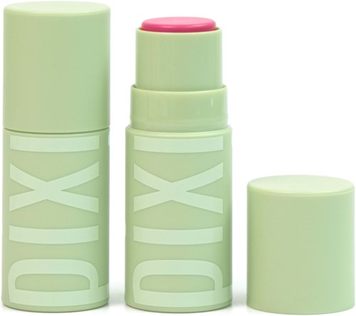Twee groene cilindrische containers met een roze bovenkant, één met deksel, de andere met gedeeltelijk verwijderde deksel.