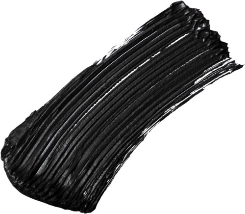 Black brush stroke with visible textured lines on a white background.